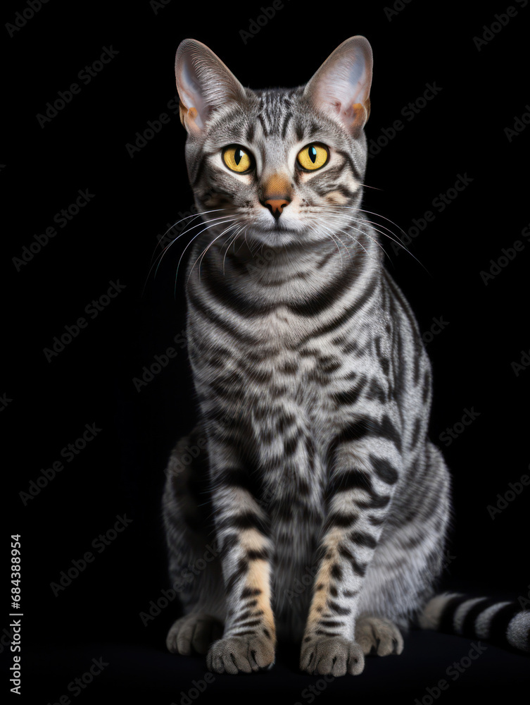 Egyptian Mau Cat Studio Shot Isolated on Clear Background, Generative AI