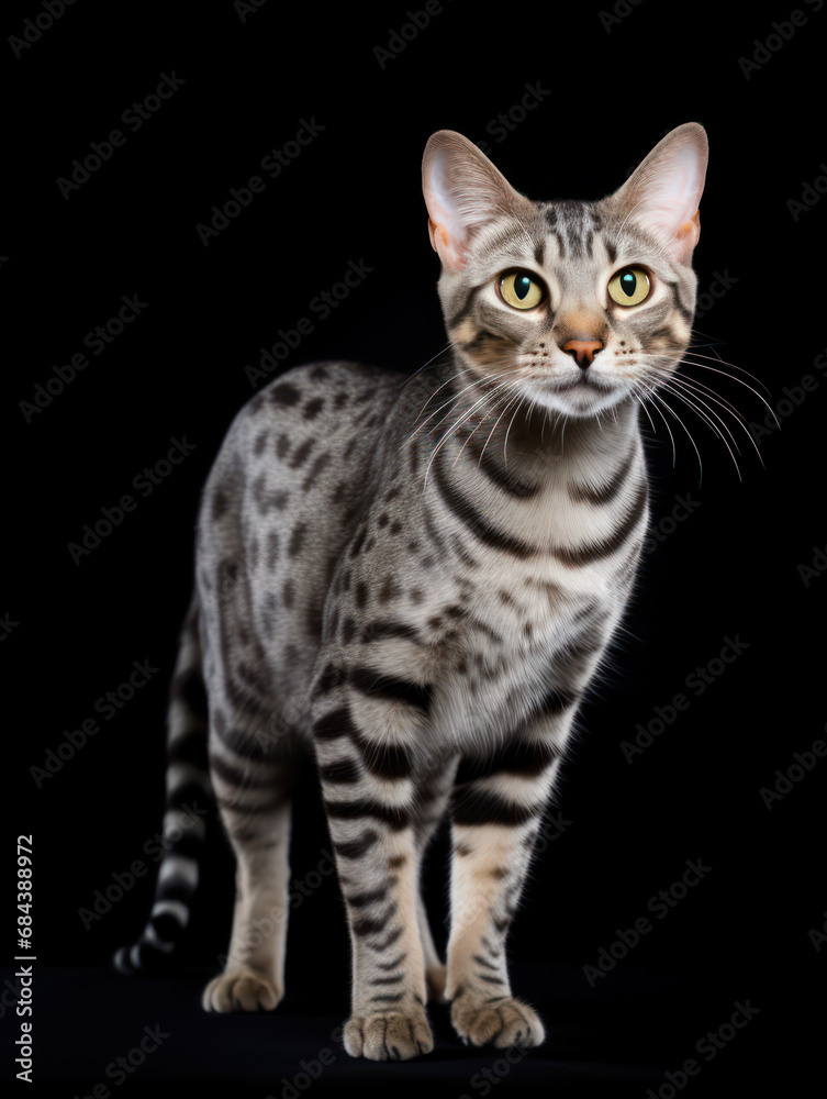 Egyptian Mau Cat Studio Shot Isolated on Clear Background, Generative AI Egyptian Mau Cat Studio Shot Isolated on Clear Background, Generative AI
