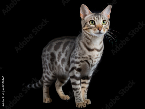 Egyptian Mau Cat Studio Shot Isolated on Clear Background, Generative AI