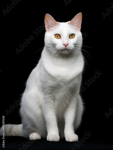 Japanese Bobtail Cat Studio Shot Isolated on Clear Background, Generative AI