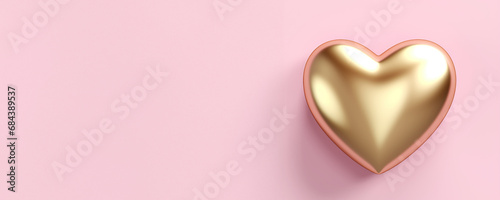 golden heart on pink background