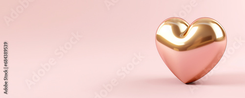 golden heart on pink background, dating advertisement, valentine's day banner