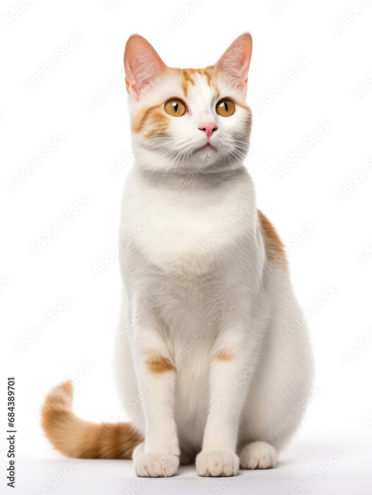 Japanese Bobtail Cat Studio Shot Isolated on Clear Background, Generative AI Japanese Bobtail Cat Studio Shot Isolated on Clear Background, Generative AI
