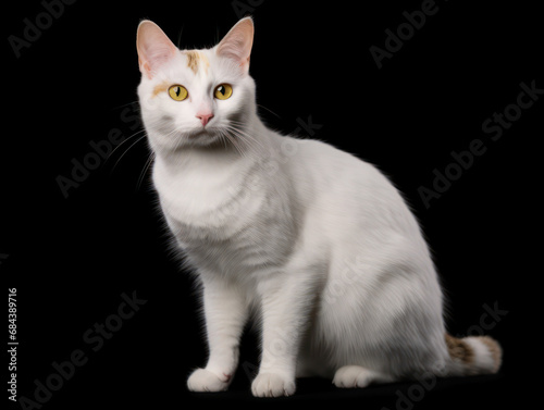 Japanese Bobtail Cat Studio Shot Isolated on Clear Background, Generative AI