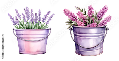 Bucket, watercolor clipart illustration with isolated background