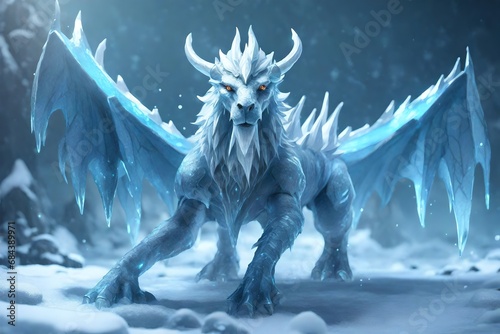 Dungeons and dragons style, ice mythical creature, unreal engin photo