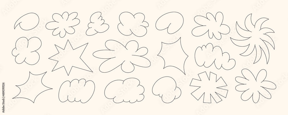 Abstract Retro Outline Shapes and Funky Groovy Forms. Vector Geometric Stickers with Different Elements Abstract Retro Outline Shapes and Funky Groovy Forms. Vector Geometric Stickers with Different Elements