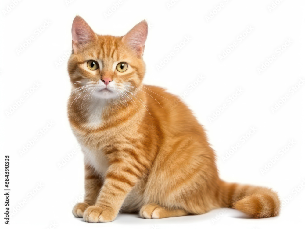 Manx Cat Studio Shot Isolated on Clear Background, Generative AI Manx Cat Studio Shot Isolated on Clear Background, Generative AI