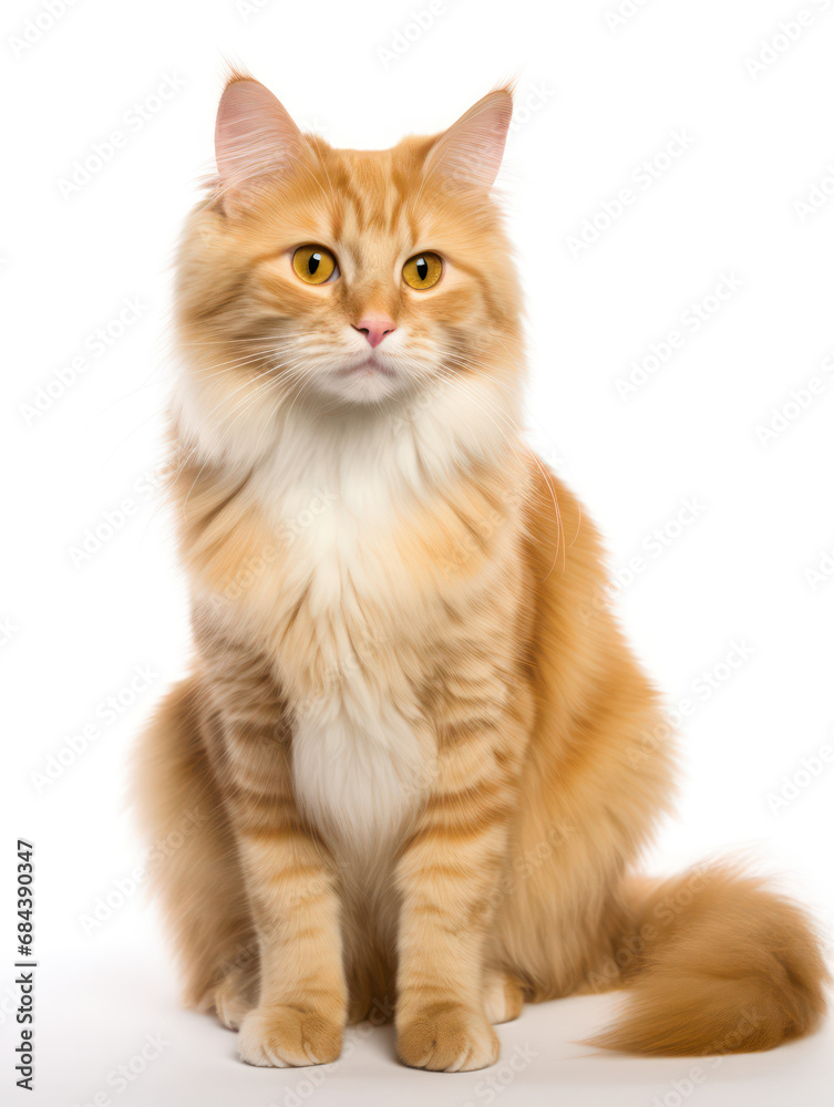 Manx Cat Studio Shot Isolated on Clear Background, Generative AI