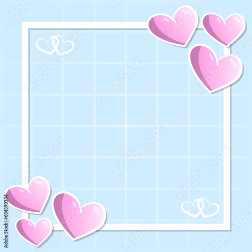 happy valentine day frame cute color love february hype style template blank text area background design
