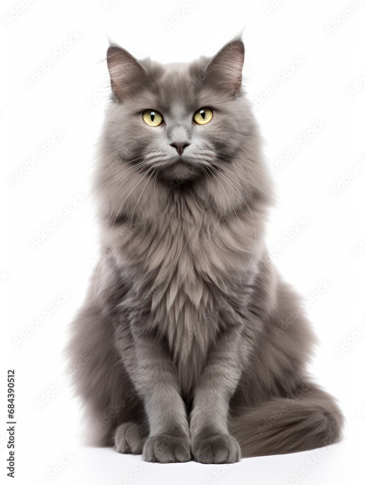 Nebelung Cat Studio Shot Isolated on Clear Background, Generative AI