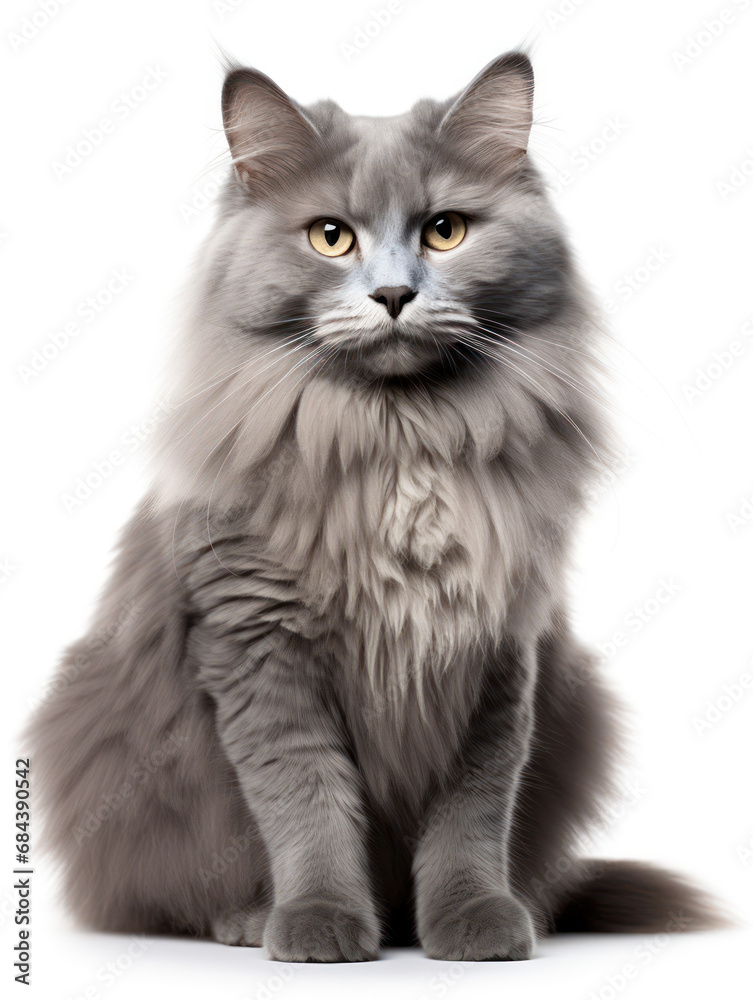Nebelung Cat Studio Shot Isolated on Clear Background, Generative AI