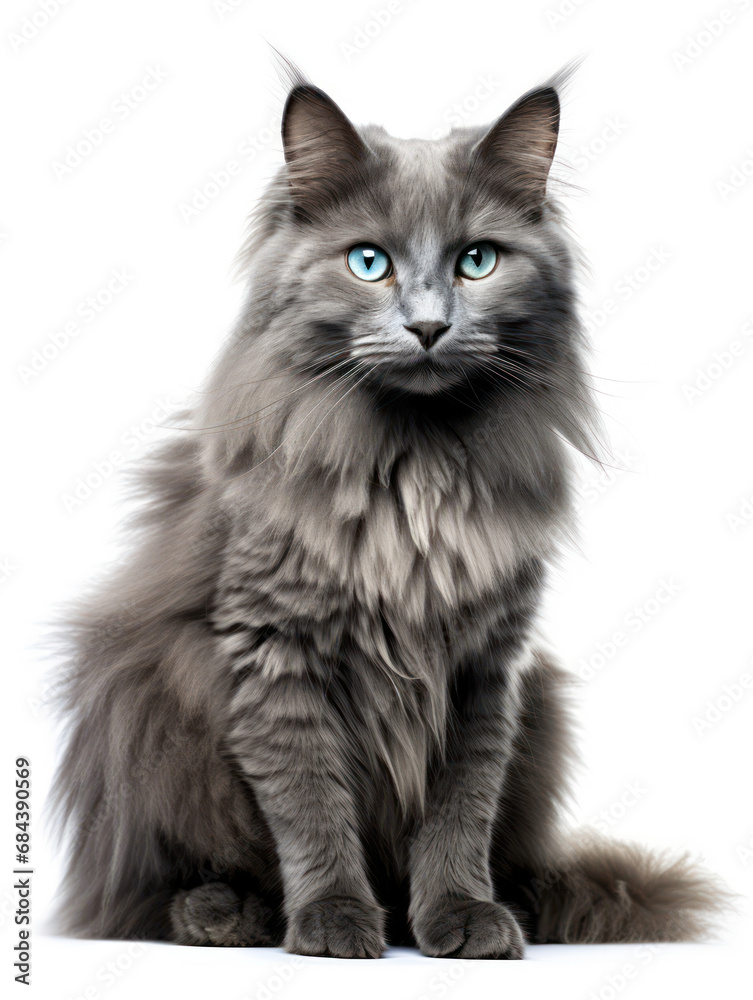 Obraz premium Nebelung Cat Studio Shot Isolated on Clear Background, Generative AI