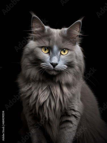 Nebelung Cat Studio Shot Isolated on Clear Background, Generative AI