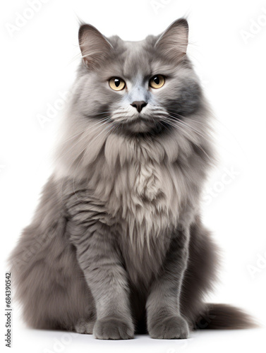 Nebelung Cat Studio Shot Isolated on Clear Background, Generative AI