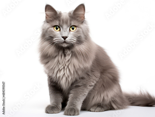 Nebelung Cat Studio Shot Isolated on Clear Background, Generative AI