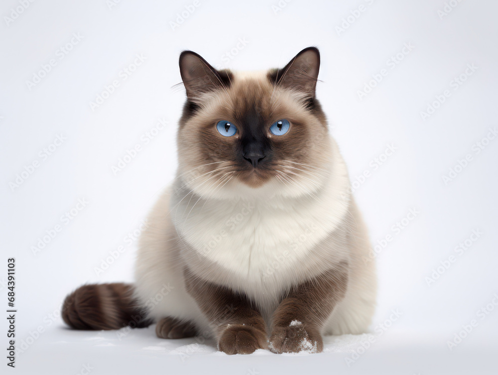Snowshoe Cat Studio Shot Isolated on Clear Background, Generative AI