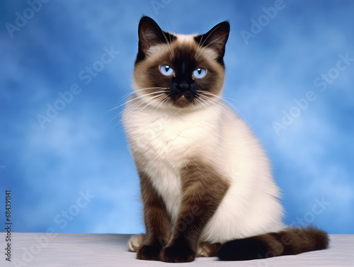 Snowshoe Cat Studio Shot Isolated on Clear Background, Generative AI