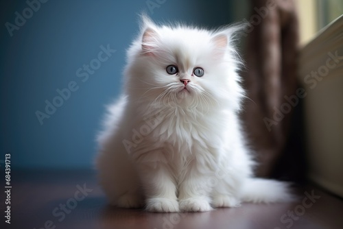 small cute white fluffy kitten