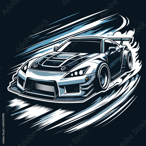 Sport car Drifting turn. Vector illustration