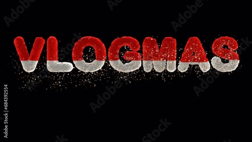 Vlogmas Christmas Animated Intro Text Title santa star particle typeface with alpha channel. photo