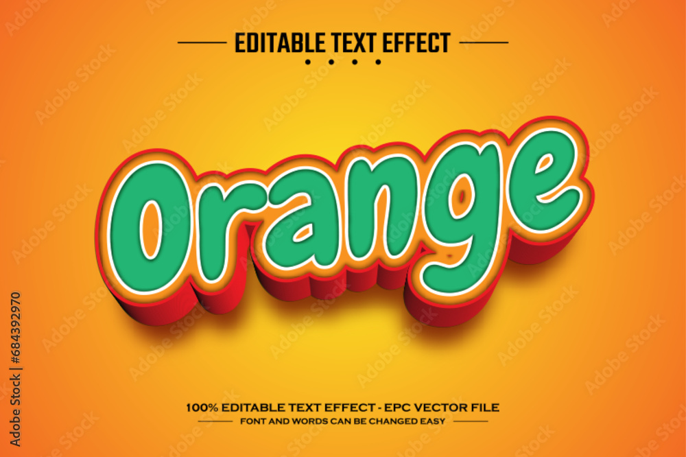 Orange 3D editable text effect template