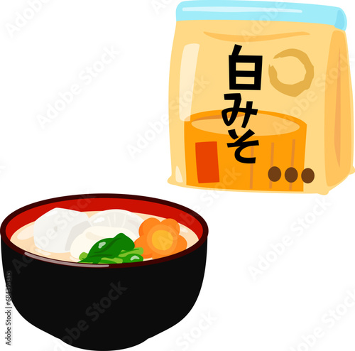 袋入りの白味噌と白味噌の雑煮