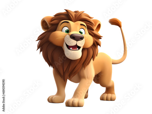 Majestic 3D Cartoon Lion  King of the Jungle Roaring in Wildlife Illustration