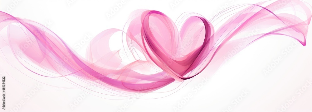 A vibrant pink heart with fluid lines and splatters on a white background