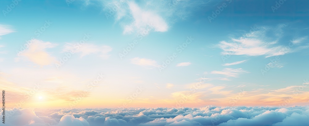 Tranquil Horizon - Heavenly Cloudscape Background,  Serene Sky, Surreal Nature Art. Generative AI