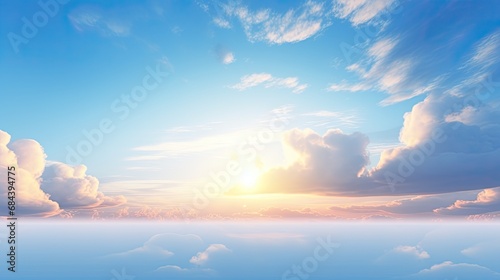 Tranquil Horizon - Heavenly Cloudscape Background,  Serene Sky, Surreal Nature Art. Generative AI