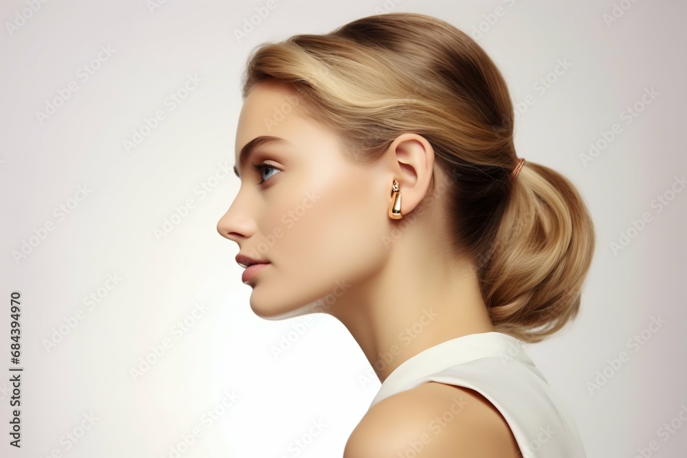 Elegant Beauty Portrait with Exquisite Jewelry. Generative ai Elegant Beauty Portrait with Exquisite Jewelry. Generative ai