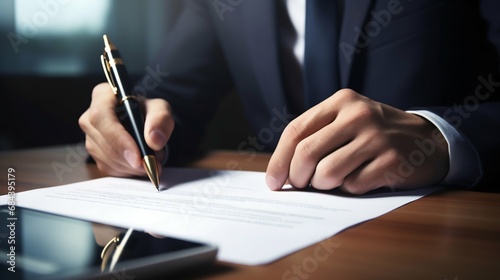 Business Executive Signing Contract. Generative ai © Scrudje