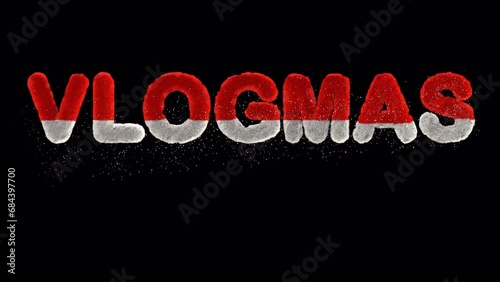 Vlogmas Christmas Animated Intro Text Title santa with different particles typeface with alpha channel. photo