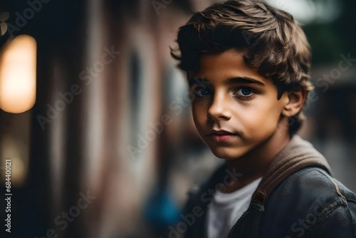 boy with latin traits, portrait, photographic style photo