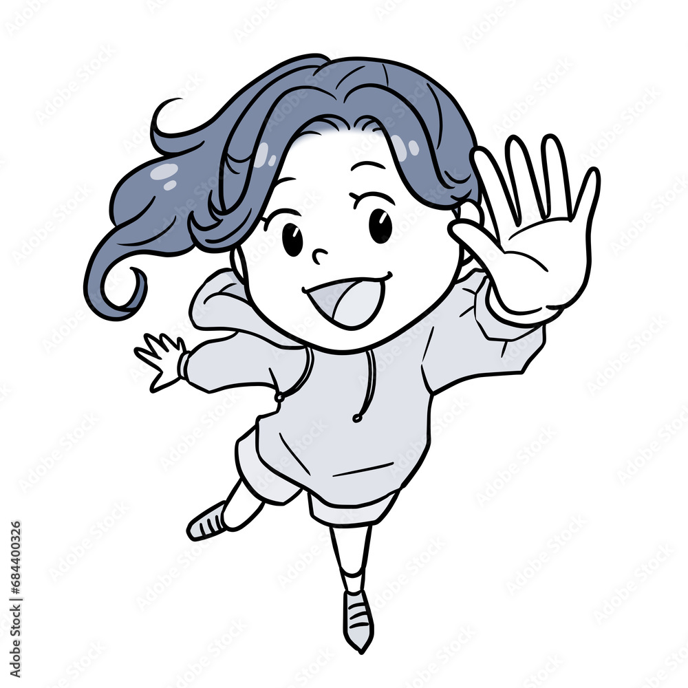 Obraz premium ジャンプをする女の子（1トーン）