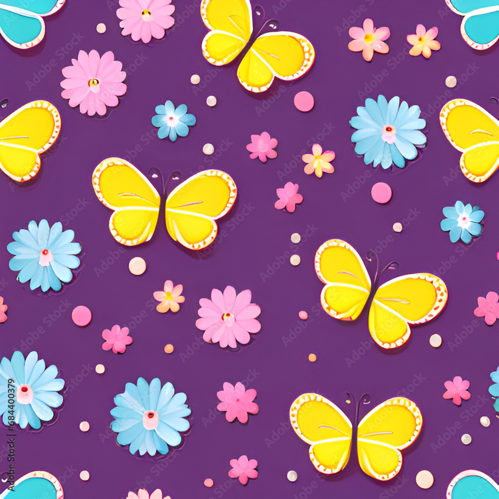 나비와 꽃 으로 만든 패턴