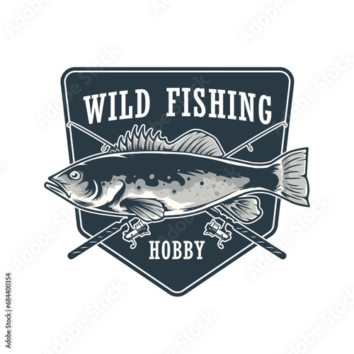 wild fishing hobby logo concept