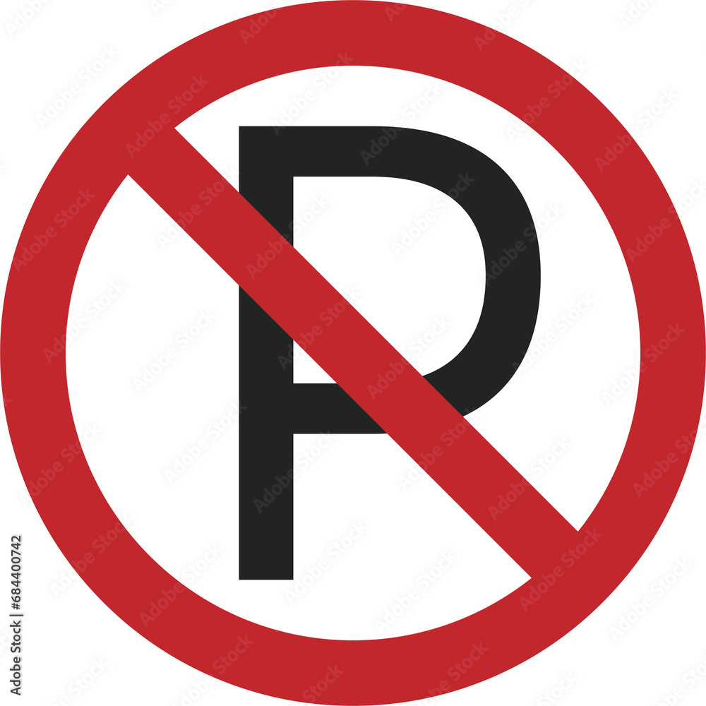 Isolated round traffic no parking P letter crossed out sign graphic isolated on white, printable street sign Isolated round traffic no parking P letter crossed out sign graphic isolated on white, printable street sign