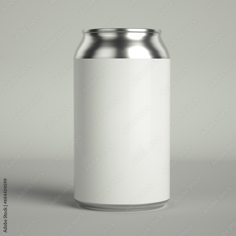 Aluminium can mockup 330 ml, isolated on white background, with white label - front view. Aluminium can mockup 330 ml, isolated on white background, with white label - front view.