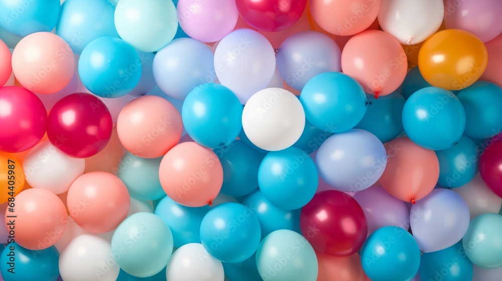 beautiful birthday background decorated with color full balloons generated by AI tool 