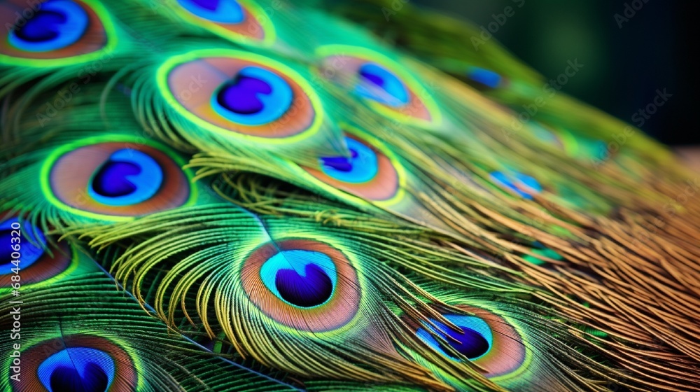 Obraz premium peacock feathers background generated by AI tool 