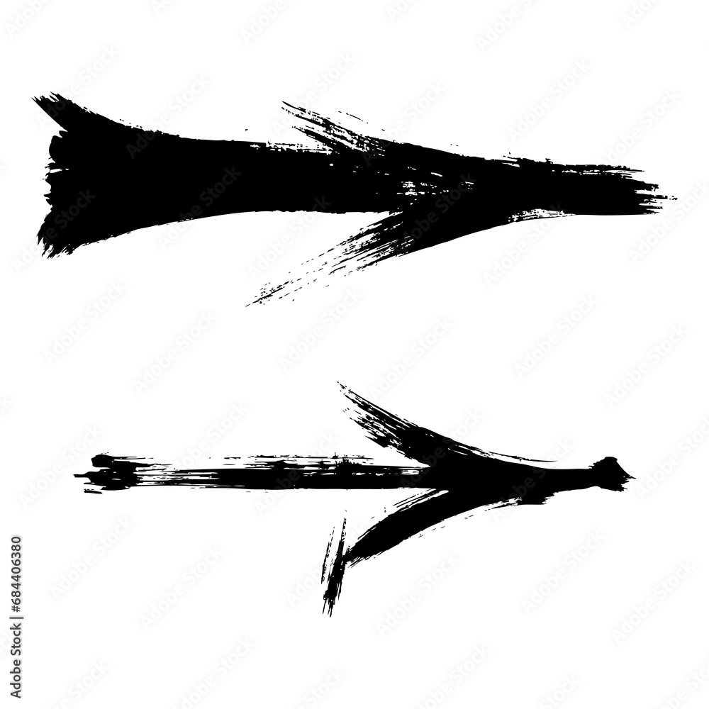 Forward right arrow brush stroke black vector icon. Hand drawn grunge style isolated element