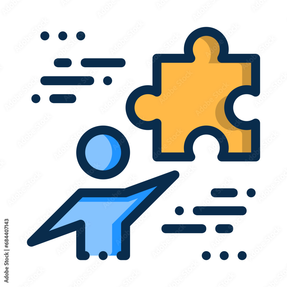Business solution icon represented with people and puzzle pieces Business solution icon represented with people and puzzle pieces