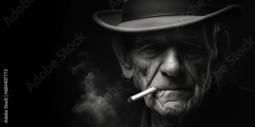person smoking cigar sad photo