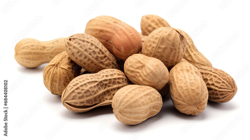 close up shelled peanuts isolated on white background close up shelled peanuts isolated on white background