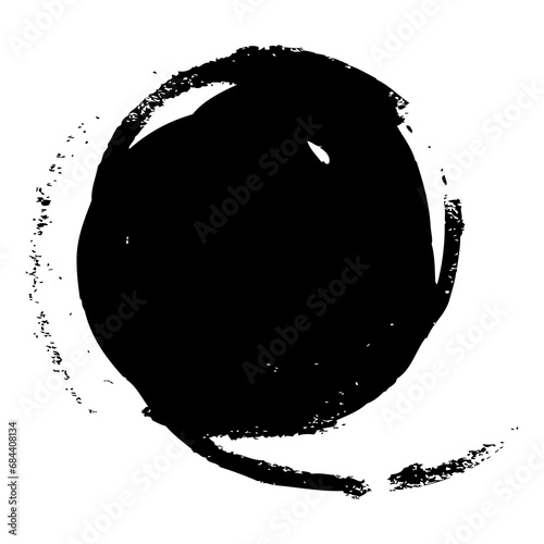 Solid round blot frame brush stroke black vector icon. Hand drawn grunge style isolated element