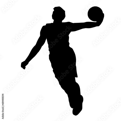 Silhouette of a male athlete doing basket ball pose. Silhouette of a basket ball player in action pose.
