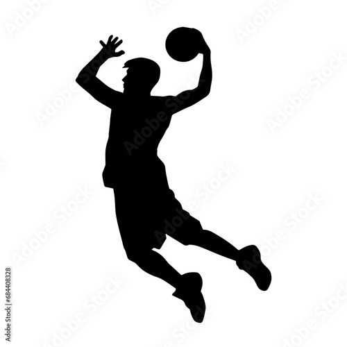 Silhouette of a male athlete doing basket ball pose. Silhouette of a basket ball player in action pose.