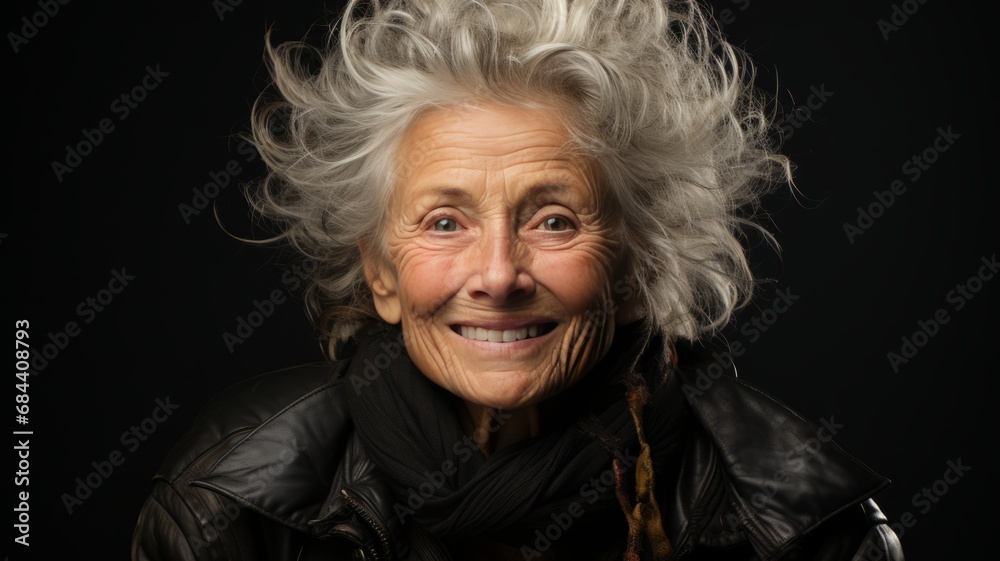 elderly woman posing for a portrait happy and having enjoyed her life